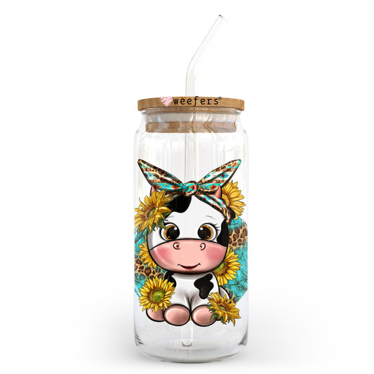 Cutie Cow 20oz Libbey Glass Can, 34oz Hip Sip, 40oz Tumbler UV DTF or Sublimation Decal Transfer Weefers