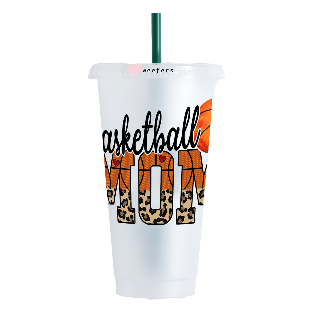 Basketball Mom Leopard 24oz UV-DTF Cold Cup Wrap - Ready to apply Decal