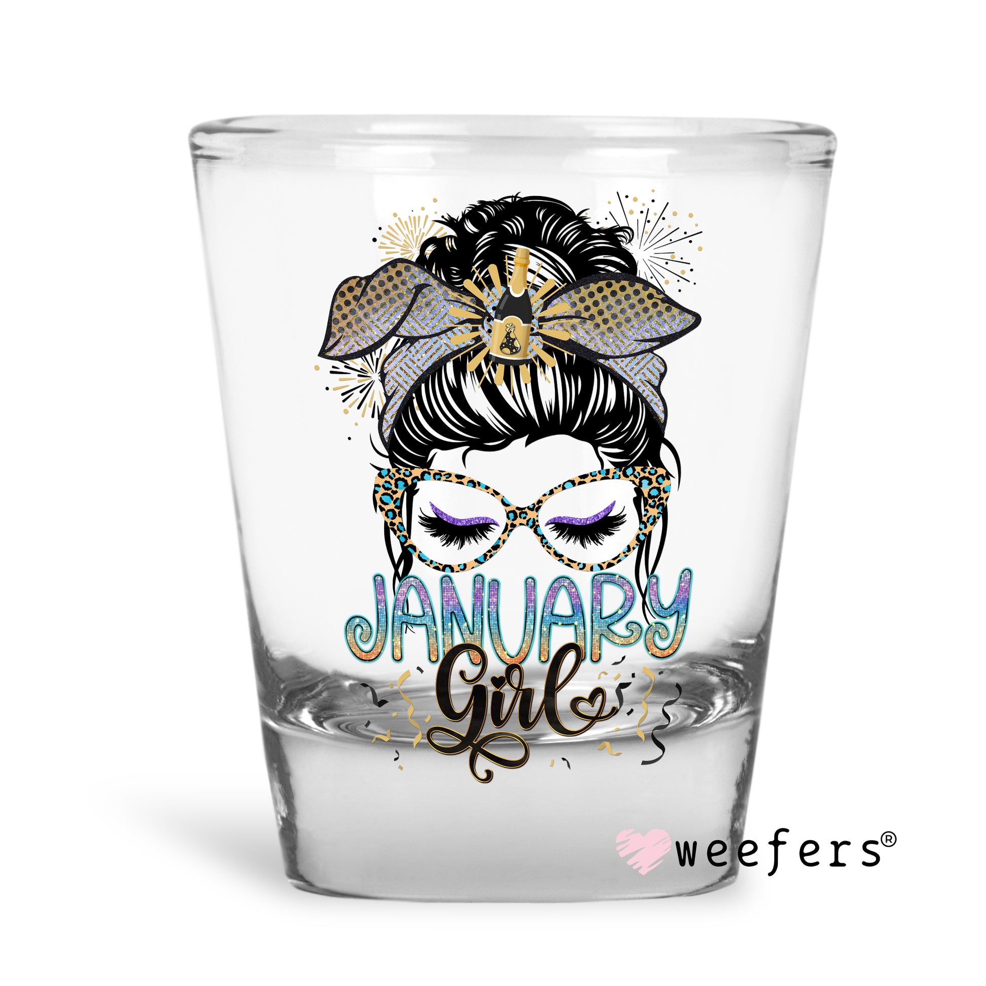 January Girl Shot Glass Short UV DTF or Sublimation Wrap - Decal - Weefers