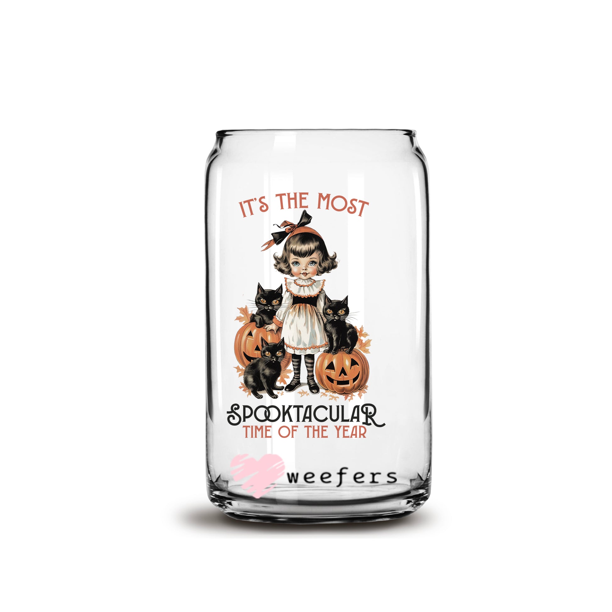 It's the most Spooktacular Time of the Year Vintage Halloween 16oz Libbey Glass Can UV DTF or Sublimation Wrap - Decal - Weefers