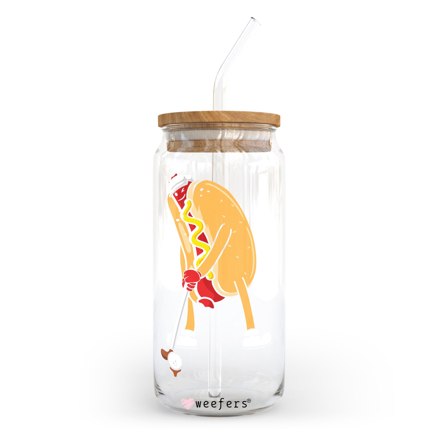 Hotdog Golfer 20oz Libbey Glass Can, 34oz Hip Sip, 40oz Tumbler UV DTF or Sublimation Decal Transfer - Weefers