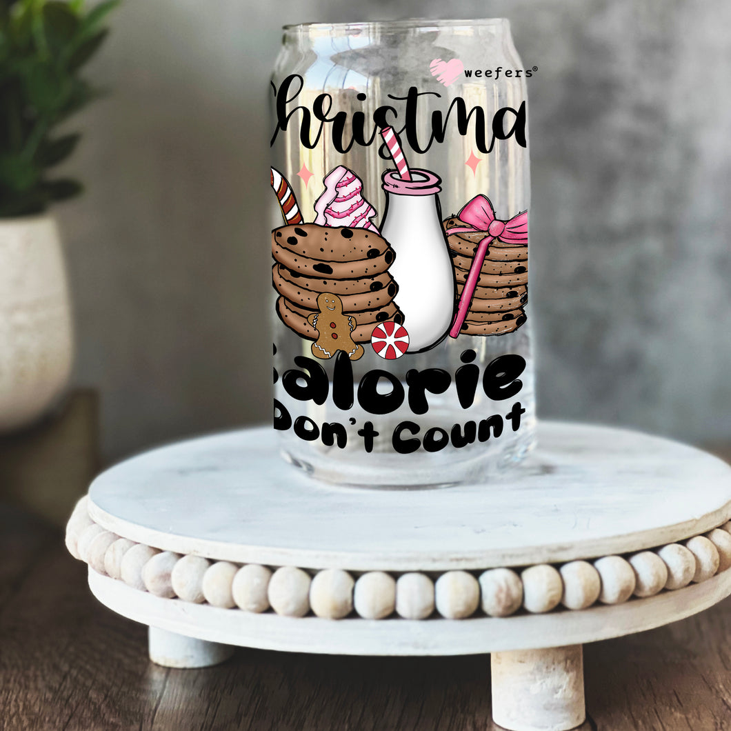 Funny Christmas Calories Don't Count 16oz Libbey Glass Can UV-DTF or Sublimation Wrap - Decal