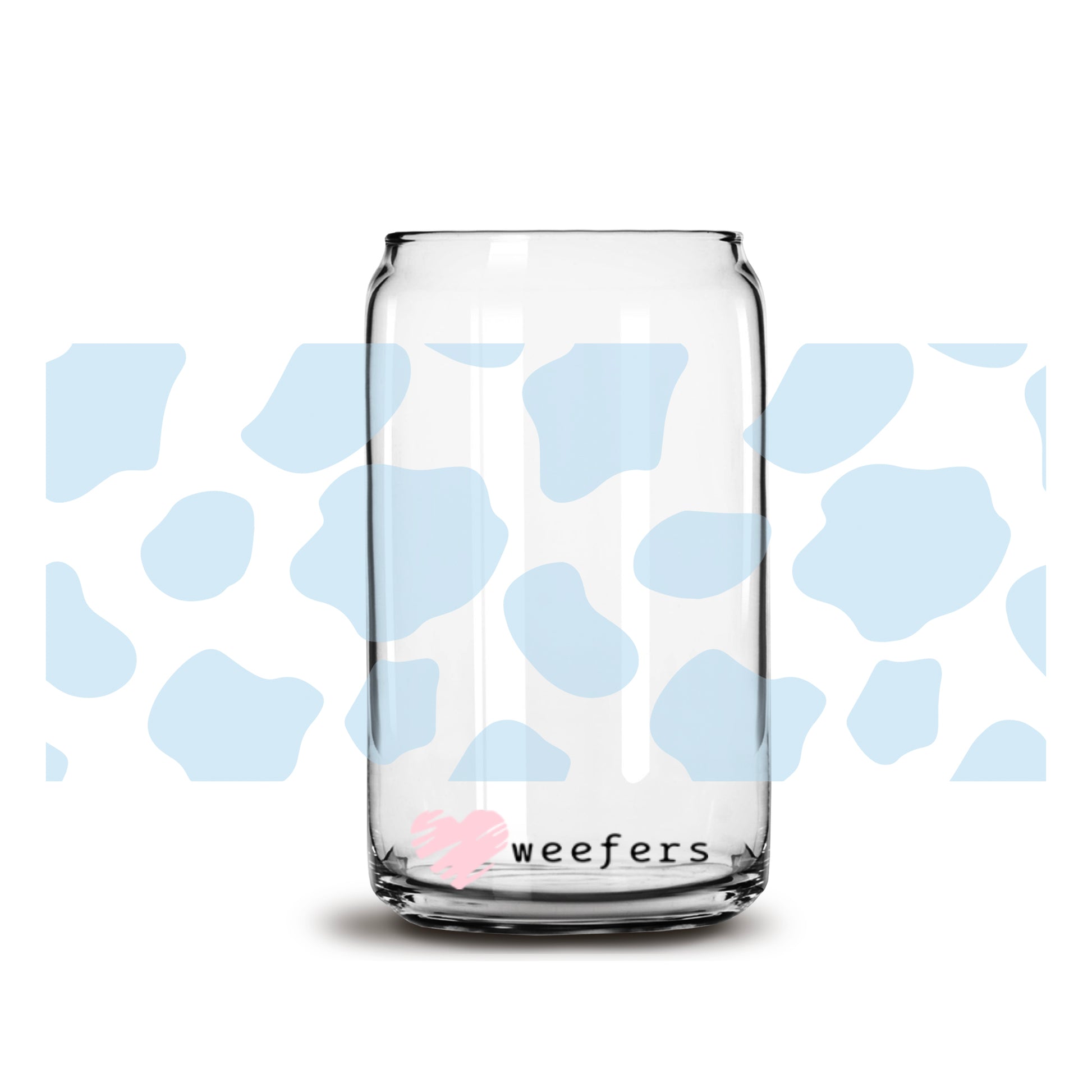 Blue Cow Print 16oz Libbey Glass Can UV DTF or Sublimation Wrap - Decal - Weefers