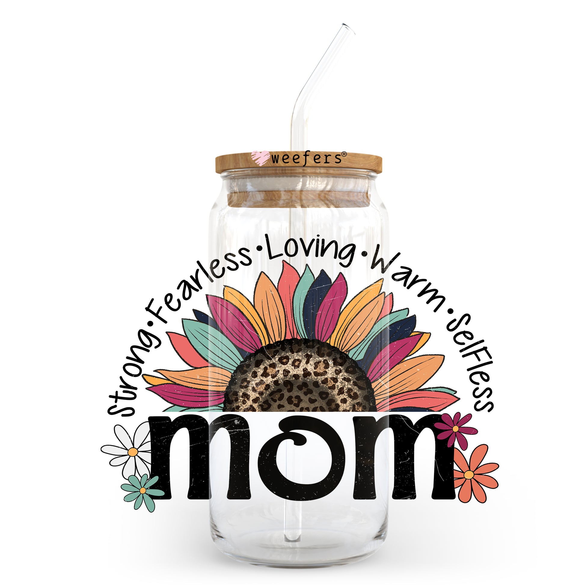 Mom Raise them Kind Leopard 20oz Libbey Glass Can UV DTF or Sublimation Wrap - Decal - Weefers