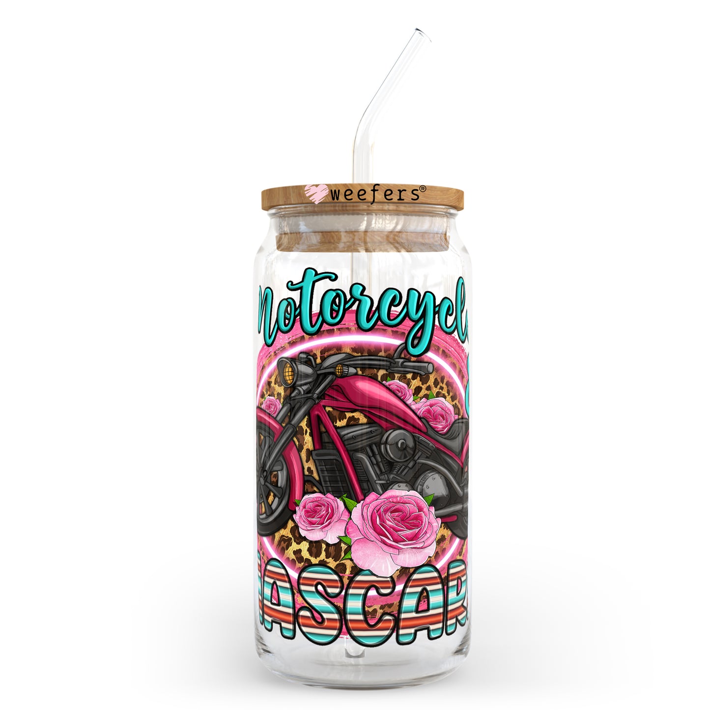 Motorcycles and Mascara 20oz Libbey Glass Can, 34oz Hip Sip, 40oz Tumbler UV DTF or Sublimation Decal Transfer - Weefers