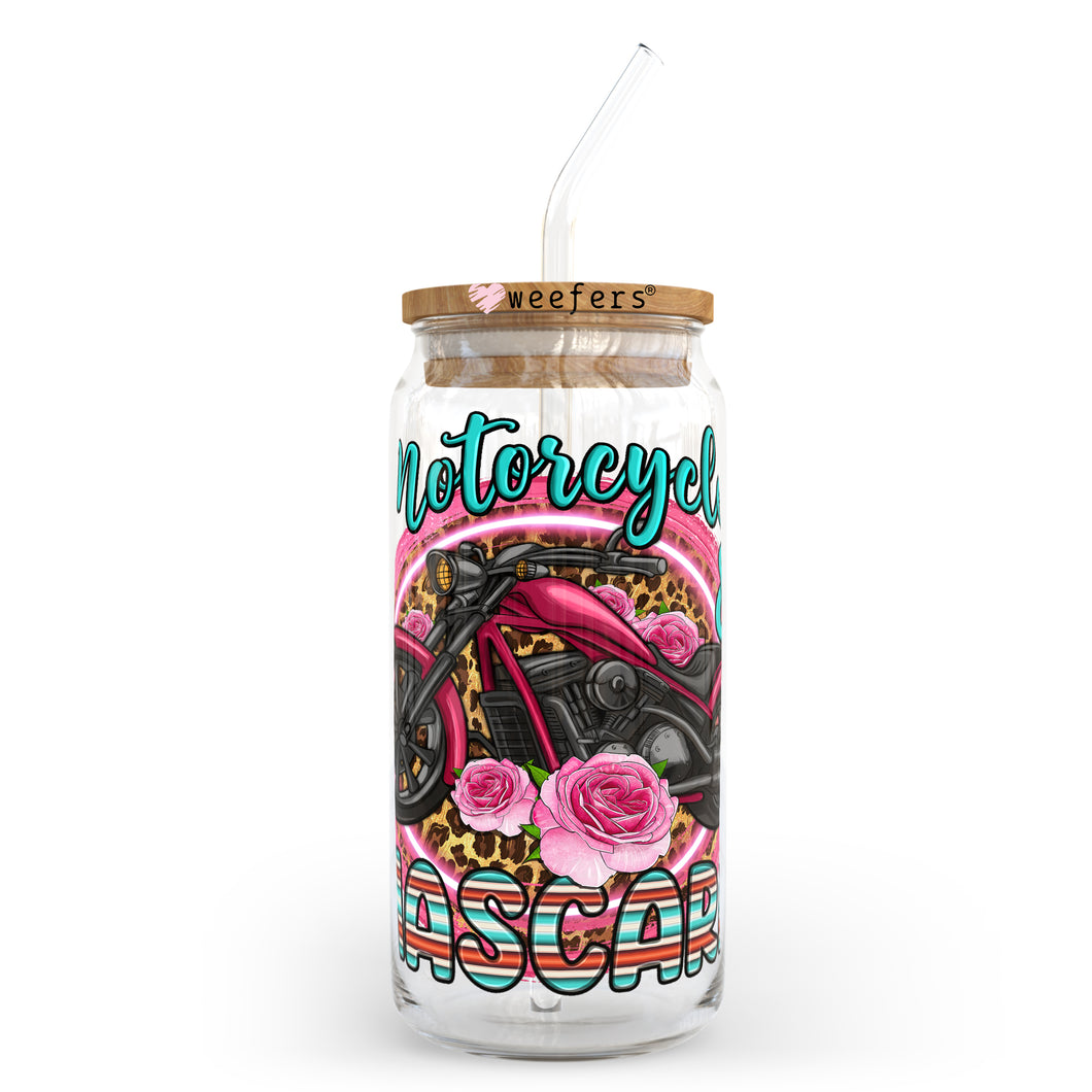 Motorcycles and Mascara 20oz Libbey Glass Can, 34oz Hip Sip, 40oz Tumbler UVDTF or Sublimation Decal Transfer