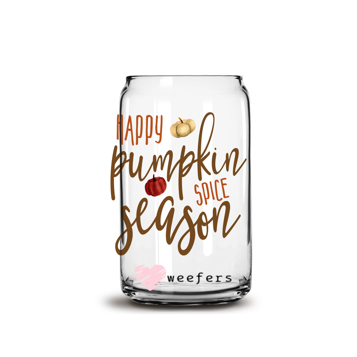 Happy Pumpkin Spice Season 16oz Libbey Glass Can UV DTF or Sublimation Wrap - Decal - Weefers