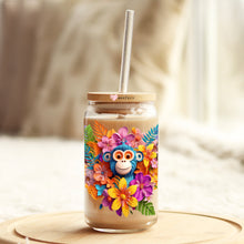Load image into Gallery viewer, a mason jar with a monkey face painted on it

