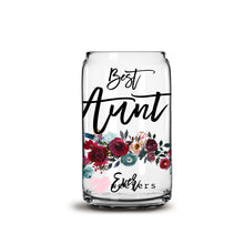Load image into Gallery viewer, Best Aunt Ever Burgundy Floral 16oz Libbey Glass Can UV-DTF or Sublimation Wrap - Decal
