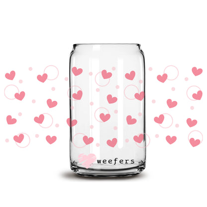 Hearts and Circles 16oz Libbey Glass Can UV DTF or Sublimation Wrap - Decal - Weefers