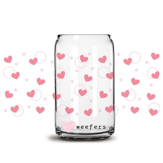 Hearts and Circles 16oz Libbey Glass Can UV DTF or Sublimation Wrap - Decal Weefers