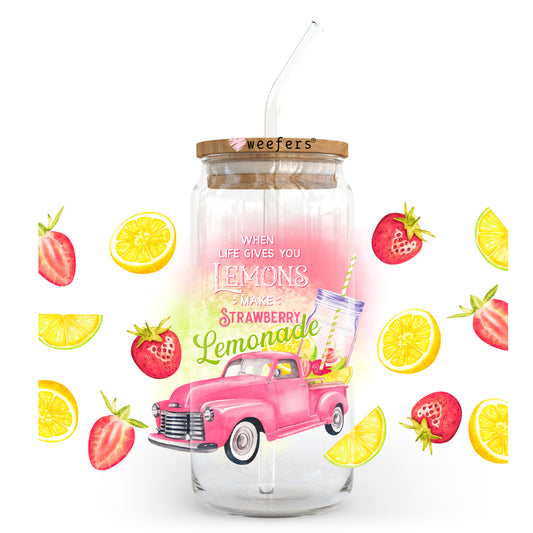 When Life Gives You Lemons Make Strawberry Lemonade 20oz Libbey Glass Can, 34oz Hip Sip, 40oz Tumbler UV DTF or Sublimation Decal Transfer - Weefers