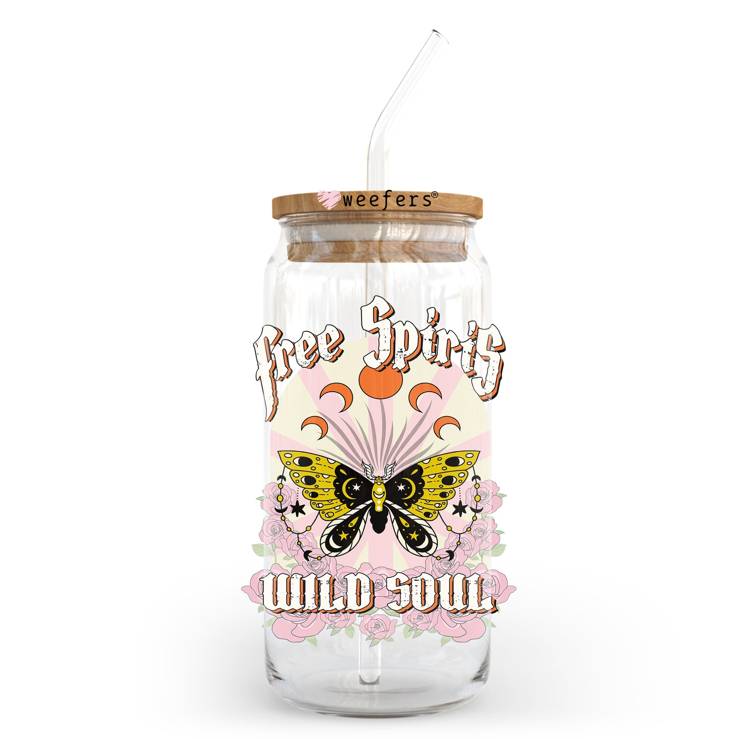 Free Spirit Wild Soul 20oz Libbey Glass Can UV DTF or Sublimation Wrap - Decal Transfer - Weefers