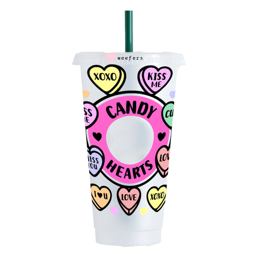 Valentines Conversational Hearts Cold Cup Wrap - Hole - Ready to apply Wrap - Weefers