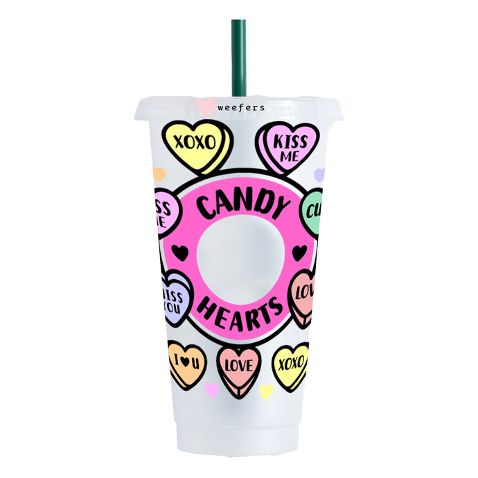 Valentines Conversational Hearts Cold Cup Wrap - Hole - Ready to apply Wrap - Weefers