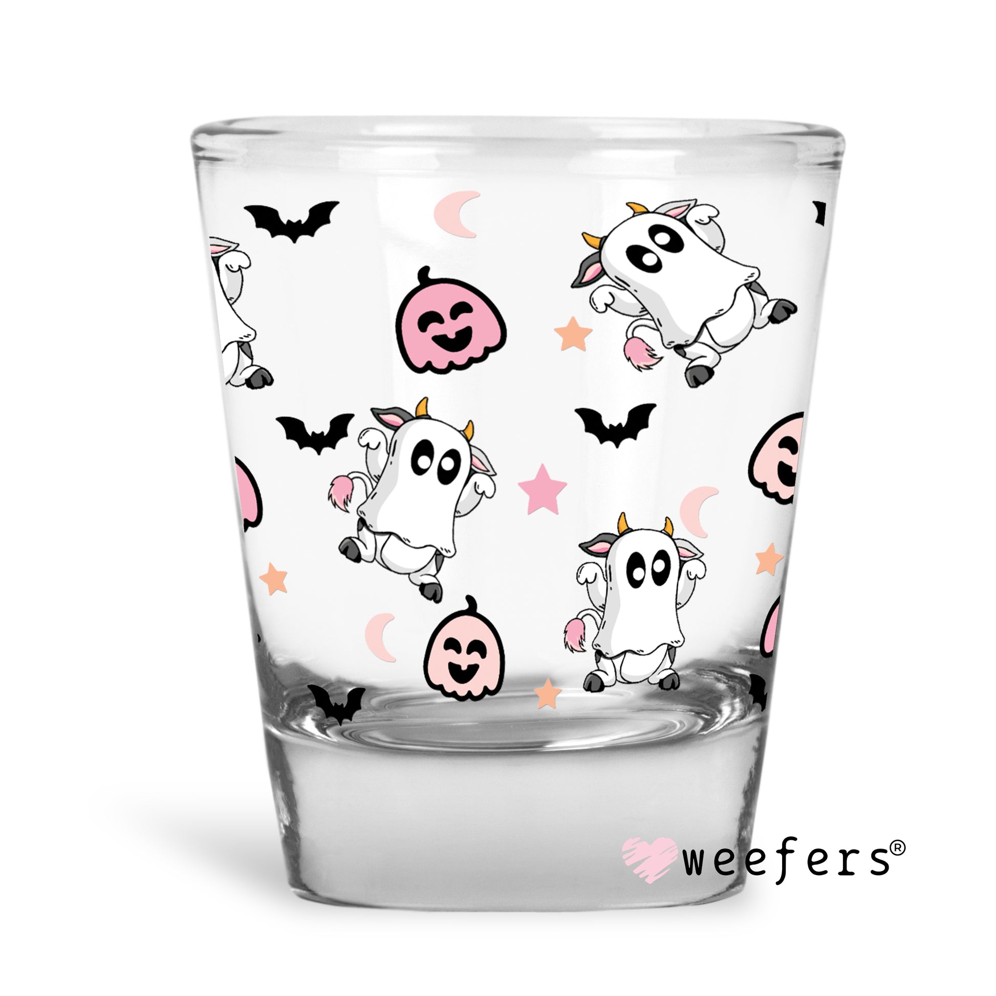 Cute Cow Ghost Halloween Shot Glass Short UV DTF or Sublimation Wrap - Decal - Weefers