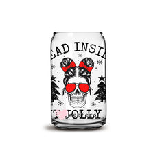 Load image into Gallery viewer, Christmas Dead Inside But Jolly 16oz Libbey Glass Can UV-DTF or Sublimation Wrap - Decal
