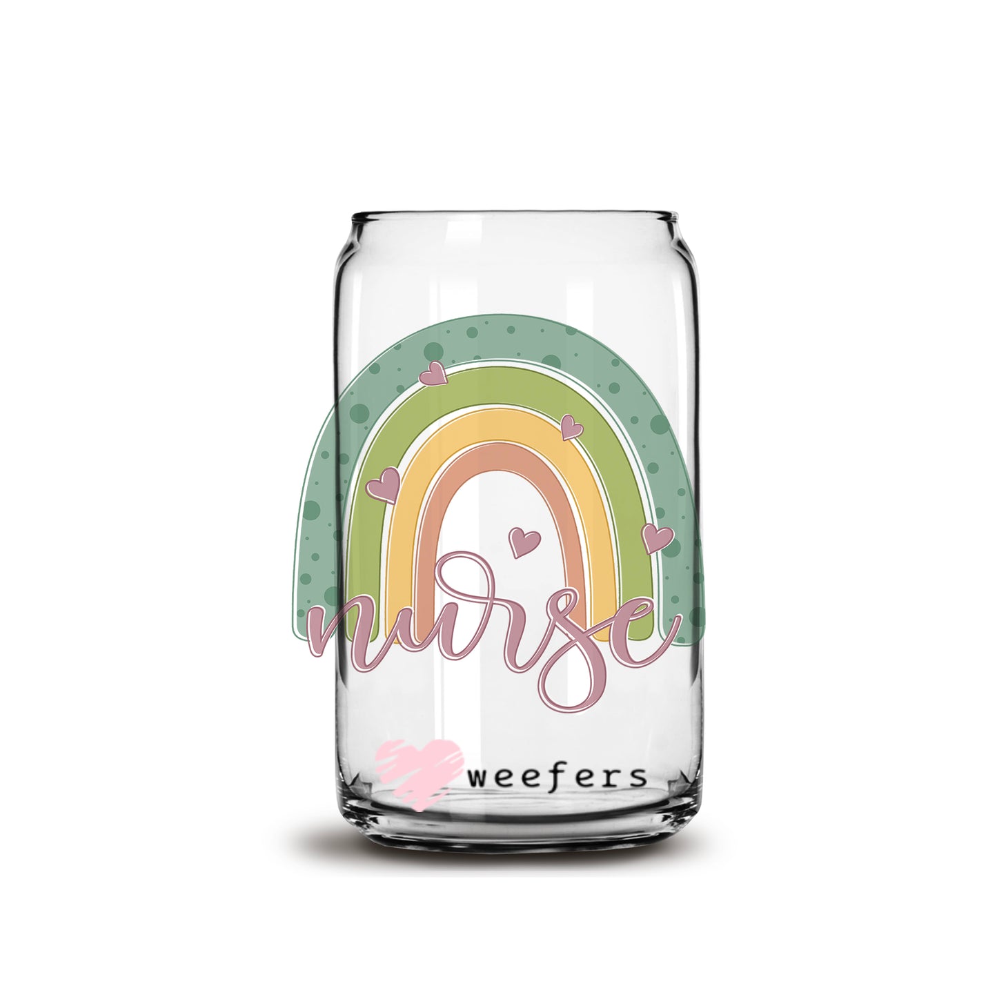 Nurse Boho Rainbow 16oz Libbey Glass Can UV DTF or Sublimation Wrap - Decal - Weefers