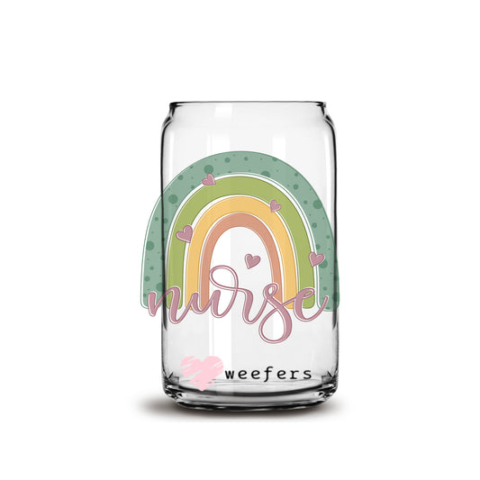 Nurse Boho Rainbow 16oz Libbey Glass Can UV DTF or Sublimation Wrap - Decal - Weefers