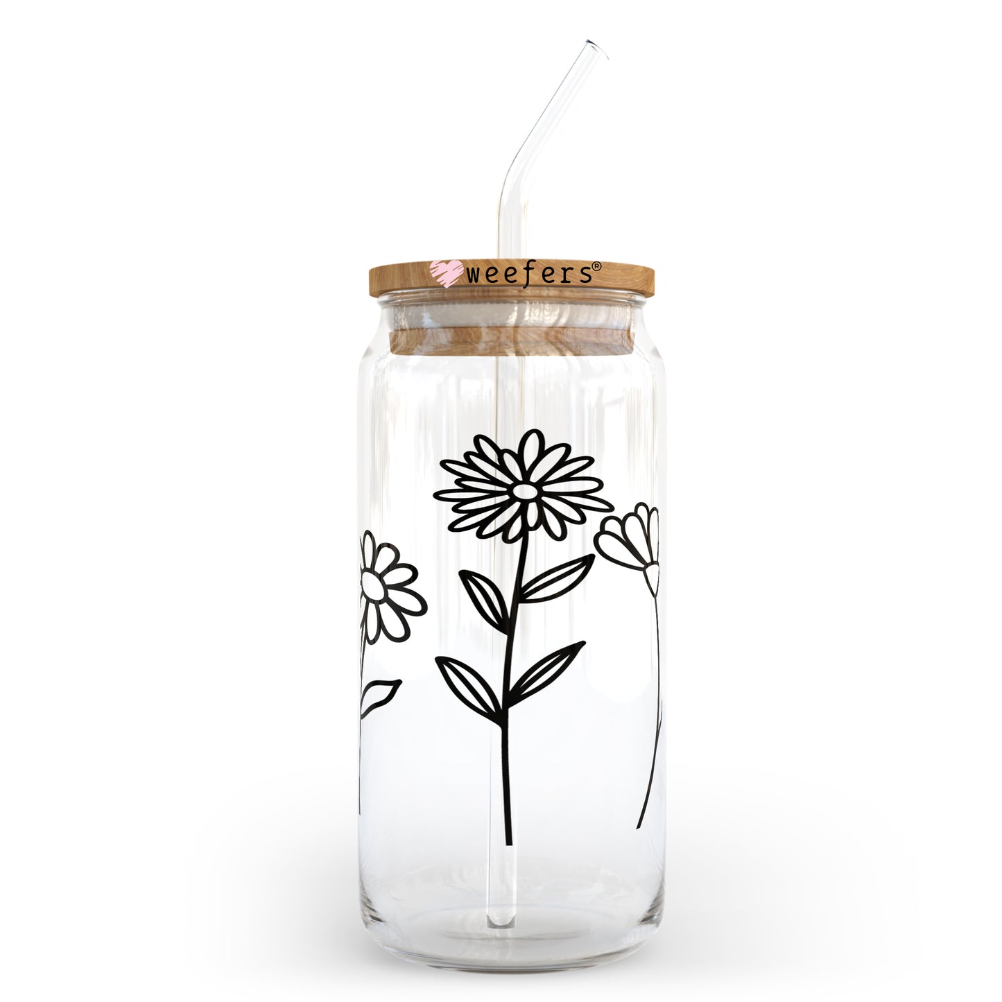 Floral wildflowers 20oz Libbey Glass Can, 34oz Hip Sip, 40oz Tumbler UV DTF or Sublimation Decal Transfer - Weefers