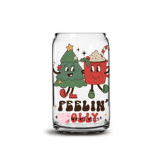 Load image into Gallery viewer, Christmas Retro Feelin&#39; Jolly 16oz Libbey Glass Can UV-DTF or Sublimation Wrap - Decal
