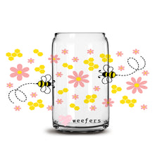Load image into Gallery viewer, a glass jar with bees and flowers on it
