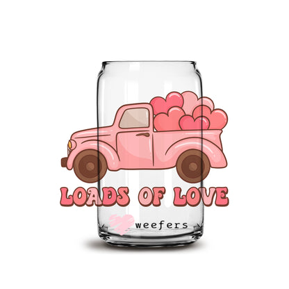 Loads of Love Valentine's Day 16oz Libbey Glass Can UV DTF or Sublimation Cup Wrap - Decal Transfer - Weefers