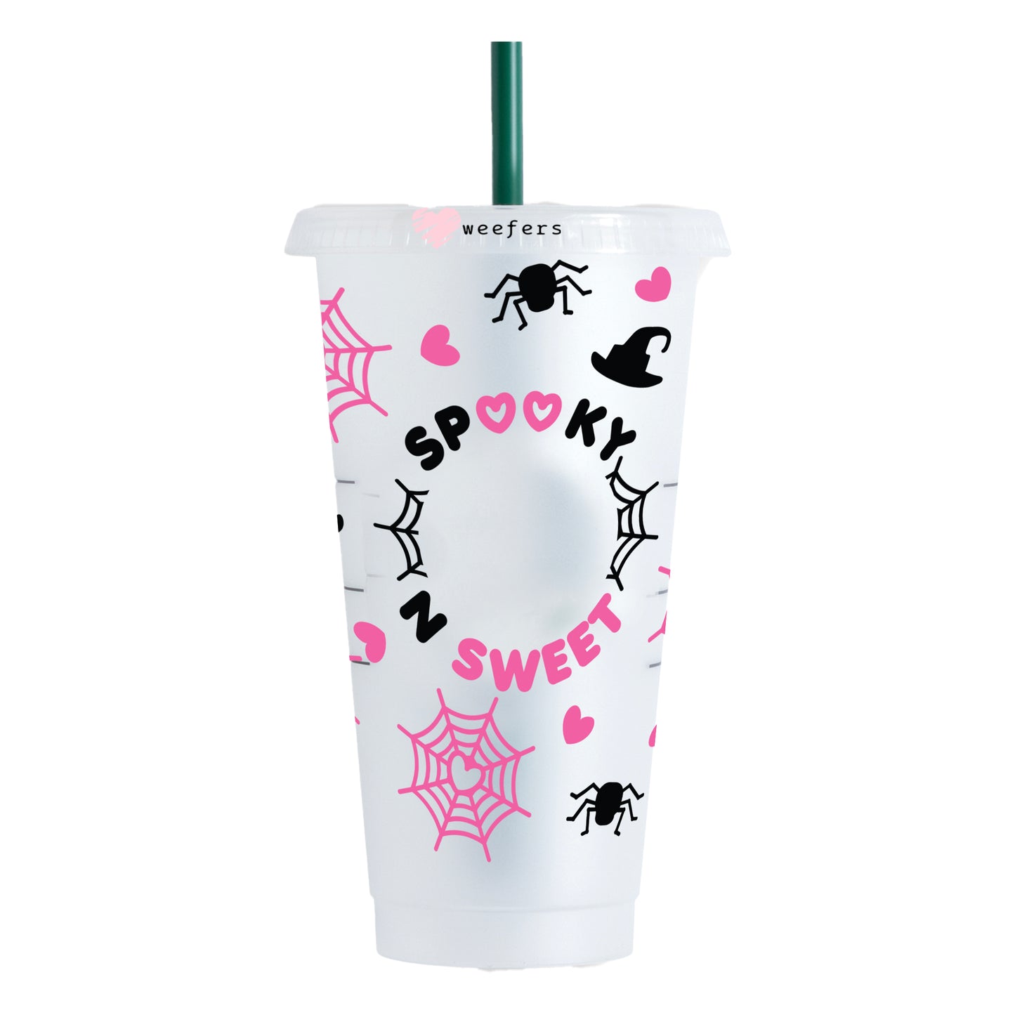 Spooky n Sweet Pink Halloween 24oz UV DTF Cold Cup Wrap - Ready to apply Wrap - HOLE - Weefers