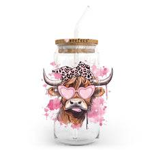Load image into Gallery viewer, a glass jar with a cow wearing sunglasses
