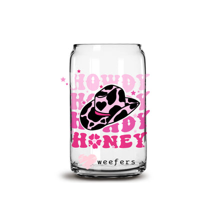 Howdy Honey 16oz Libbey Glass Can UV DTF or Sublimation Wrap - Decal - Weefers