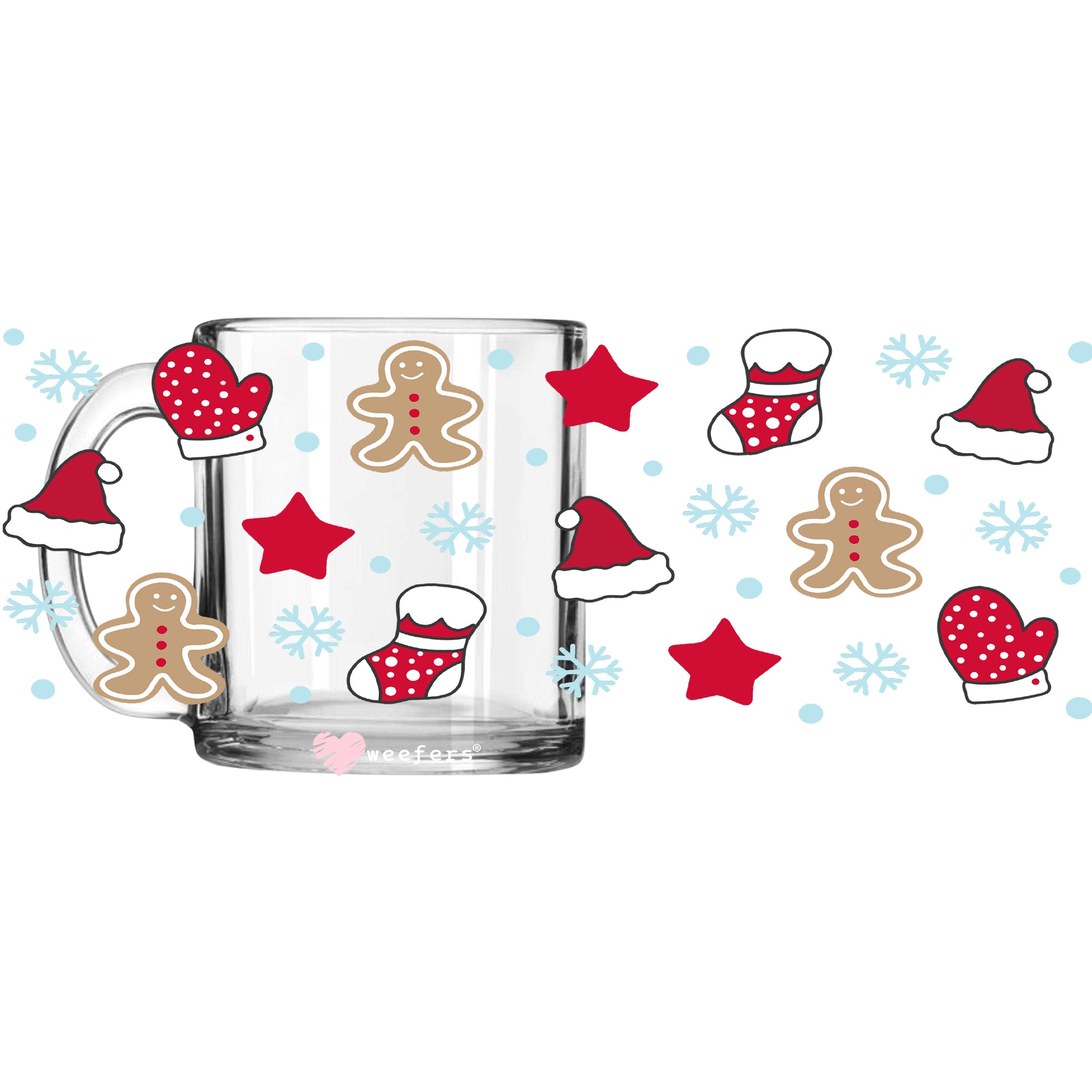 Christmas Gingerbread man Santa Hats 11oz Coffee Mug UV DTF or Sublimation Wrap - Decal - Weefers