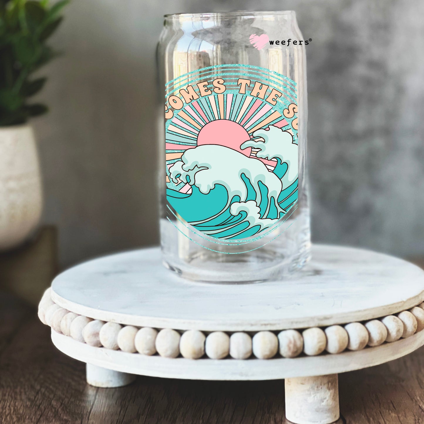 Here Comes the Sun 16oz Libbey Glass Can UV DTF or Sublimation Cup Wrap - Decal Transfer Weefers