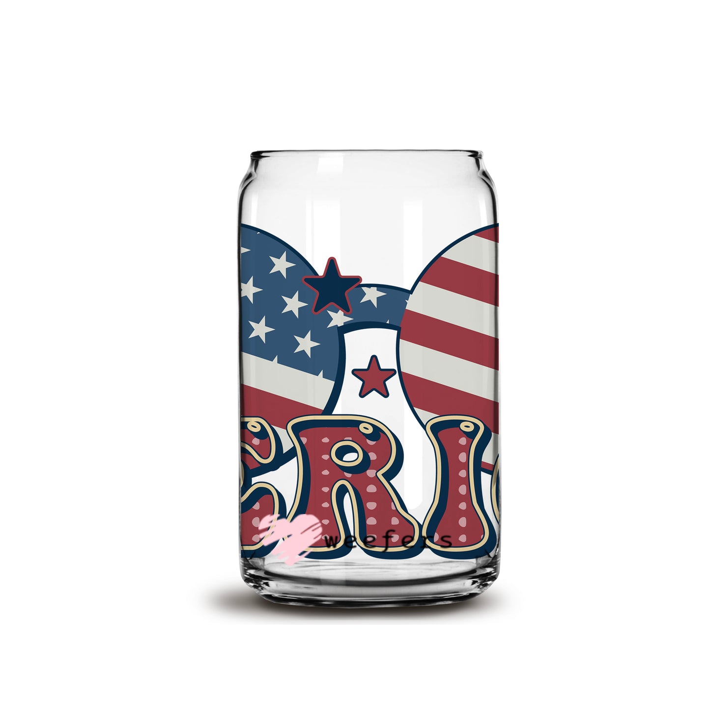 4th of July Sunglasses America 16oz Libbey Glass Can UV DTF or Sublimation Wrap - Decal - Weefers