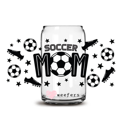 Soccer Mom Cleats and Balls 16oz Libbey Glass Can UV DTF or Sublimation Wrap - Decal - Weefers