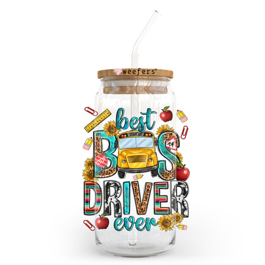 Best Bus Driver Ever 20oz Libbey Glass Can UV DTF or Sublimation Wrap - Decal Weefers