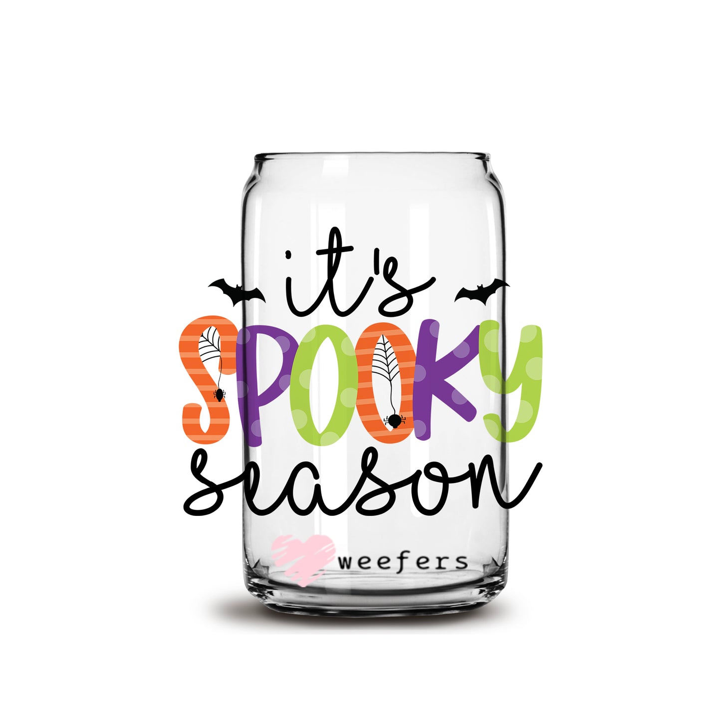 It's Spooky Season Halloween 16oz Libbey Glass Can UV DTF or Sublimation Wrap - Decal - Weefers