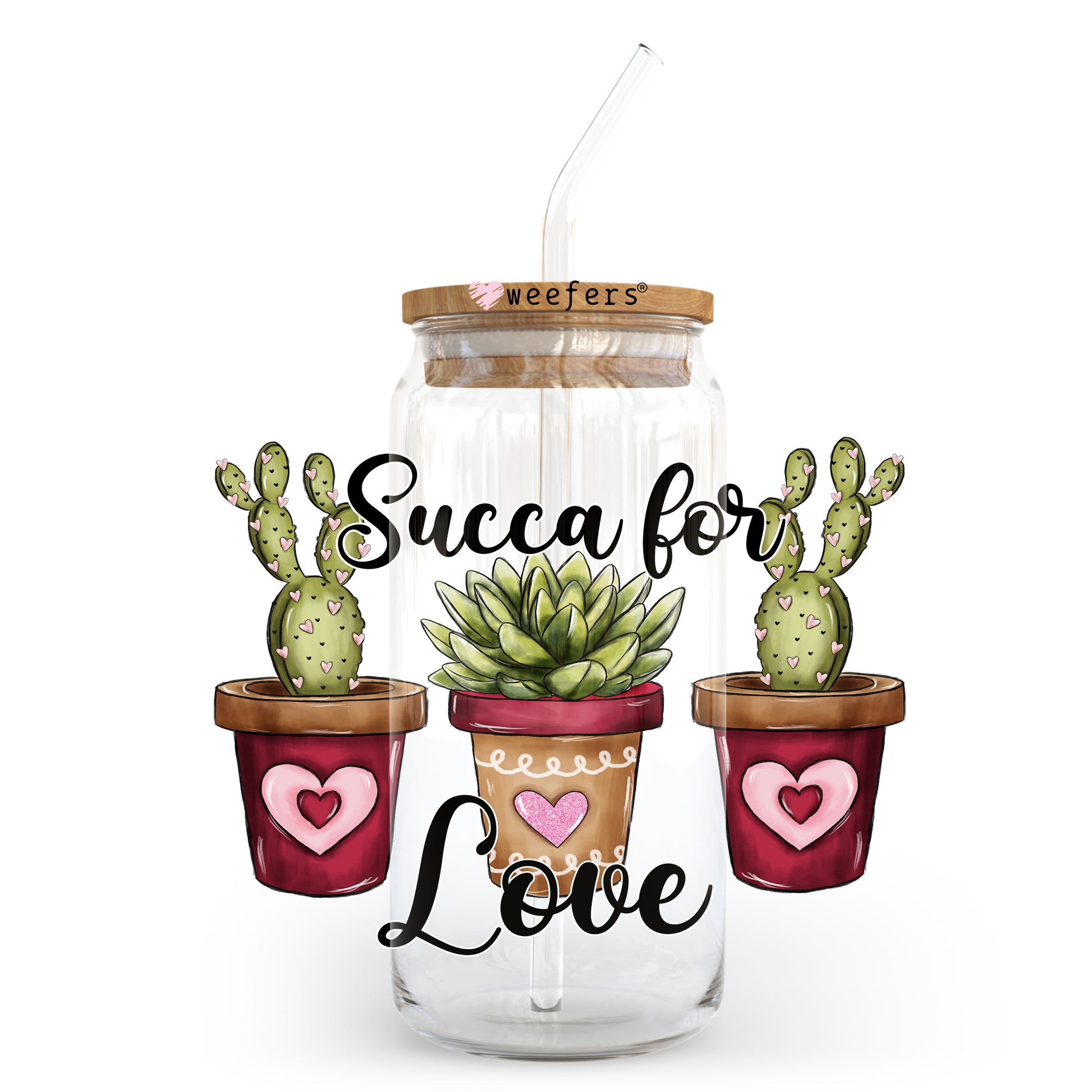 Succa For Love Valentine's Day 20oz Libbey Glass Can UV DTF or Sublimation Wrap - Decal - Weefers