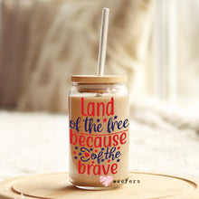 Load image into Gallery viewer, Land of the Free Because of the Brave 16oz Libbey Glass Can UV-DTF or Sublimation Wrap - Decal
