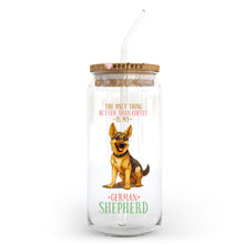 Load image into Gallery viewer, a glass jar with a german shepherd on it
