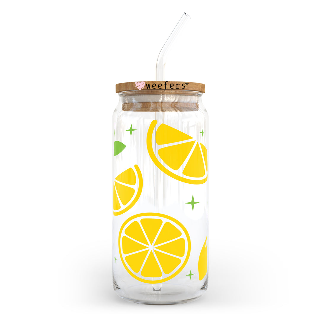 Summer Lemons 20oz Libbey Glass Can UV-DTF or Sublimation Wrap - Decal