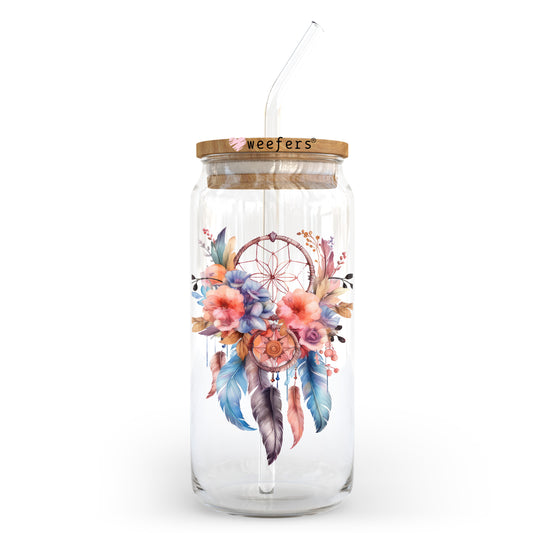 Dreamcatcher Blue 20oz Libbey Glass Can UV DTF or Sublimation Wrap - Decal Transfer Weefers