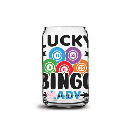 Lucky Bingo Lady 16oz Libbey Glass Can UV DTF or Sublimation Wrap - Decal - Weefers