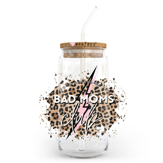 Bad Moms Club Cheetah Print 20oz Libbey Glass Can UV DTF or Sublimation Wrap - Decal Transfer - Weefers