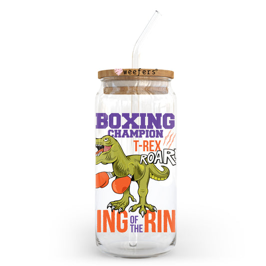 Boxing T-Rex 20oz Libbey Glass Can UV DTF or Sublimation Wrap - Decal Transfer - Weefers