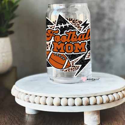 Football Mom Lightening Bolt 16oz Libbey Glass Can UV DTF or Sublimation  Decal Transfer - Weefers