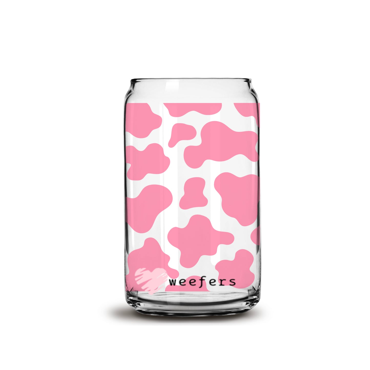 Pink Cow Print Libbey Glass Can UV DTF or Sublimation Wrap - Decal - Weefers