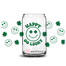 Load image into Gallery viewer, St Patrick&#39;s Day - Smile Happy Go Lucky Libbey Glass Can Wrap UV-DTF Sublimation Transfers
