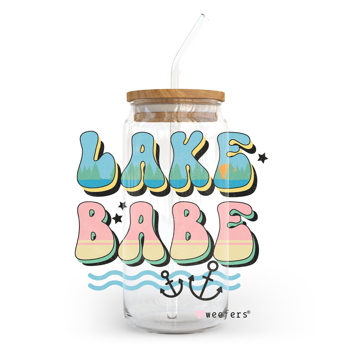 Lake Babe Anchors 20oz Libbey Glass Can, 34oz Hip Sip, 40oz Tumbler UV DTF or Sublimation Decal Transfer - Weefers