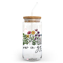 Load image into Gallery viewer, Grow in Grace 20oz Libbey Glass Can, 34oz Hip Sip, 40oz Tumbler UVDTF or Sublimation Decal Transfer
