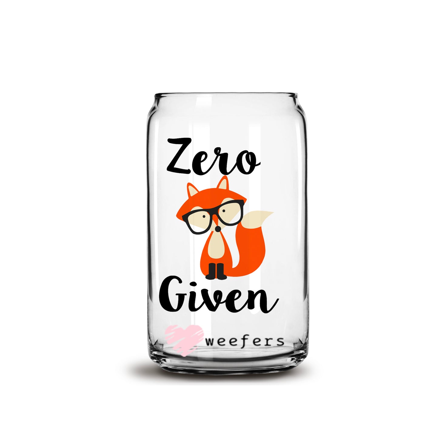 Zero Given Fox 16oz Libbey Glass Can UV DTF or Sublimation Decal Transfer - Weefers